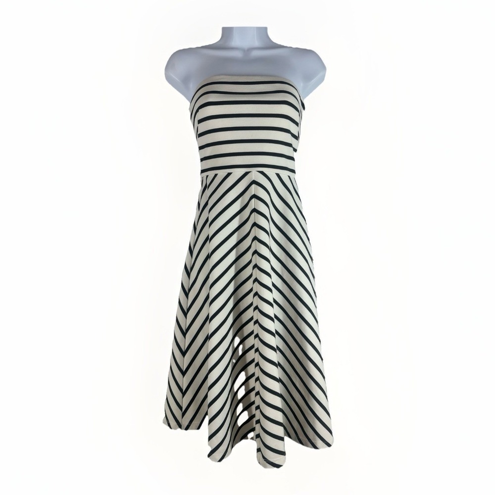 The Limited Ivory Black Striped Fit and Flare Knit Dress,  Sz: XS Chic Summer